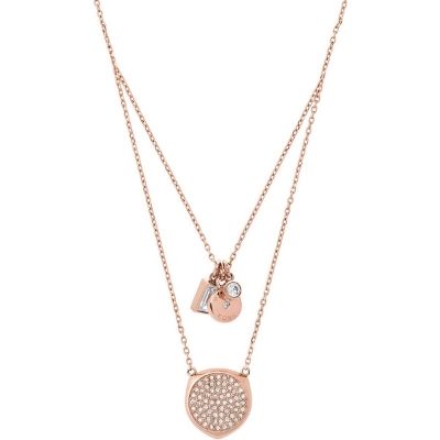 Michael Kors Double-Stranded Rose Gold Necklace Pave Clear Crystal Pen –  D'ore Jewelry
