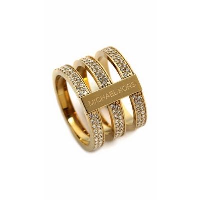 Michael Kors Gold Tone Steel Tri Stack Ring Clear Crystal Pave (Sizes –  D'ore Jewelry