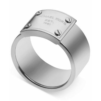 Michael Kors Silver Steel Logo Plate Ring (Sizes , 7) – D'ore Jewelry