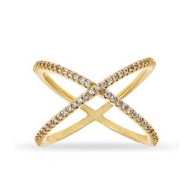 Michael Kors Gold Tone Steel Criss-Cross Clear Pave Crystal Ring – D'ore  Jewelry