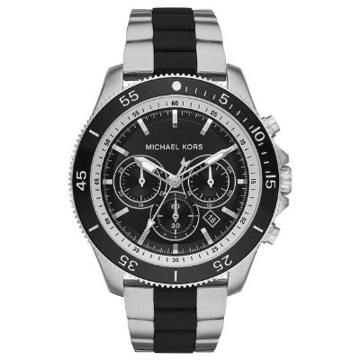 Michael Kors Men's Chronograph Steel Watch Silver with Matte Black Acc –  D'ore Jewelry