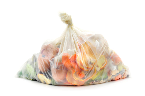 kitchen food waste scraps in a single use plastic bag rawmate australia