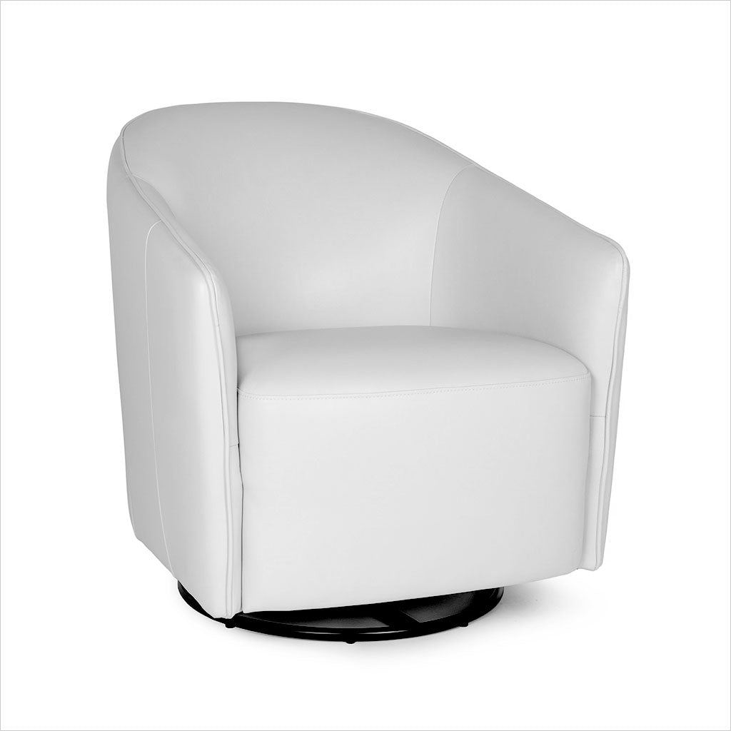 rene swivel chair  white leather