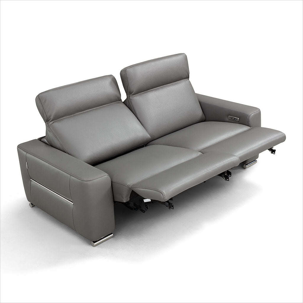 modern grey leather recliner sofa