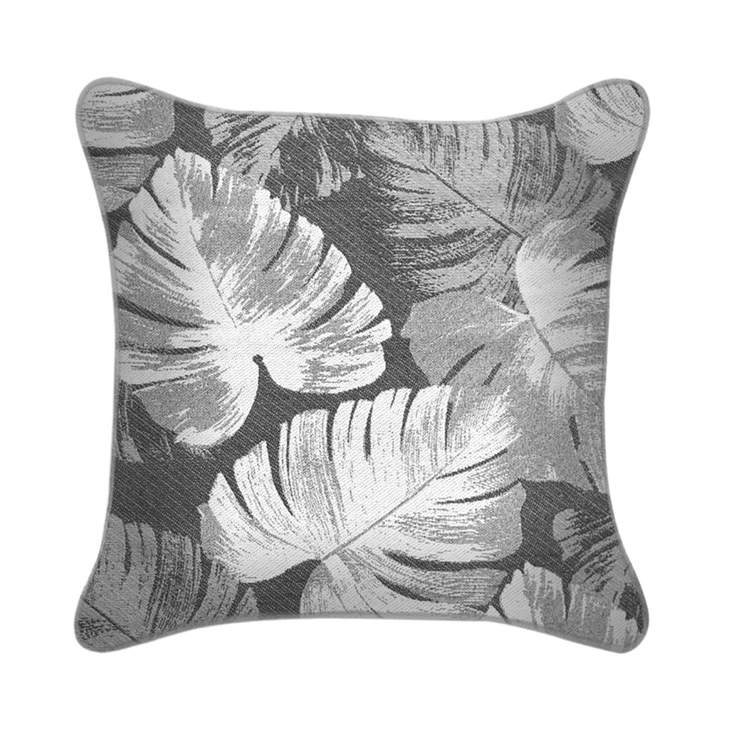 Tiah Cove Blue Leaf Floral Throw Pillow