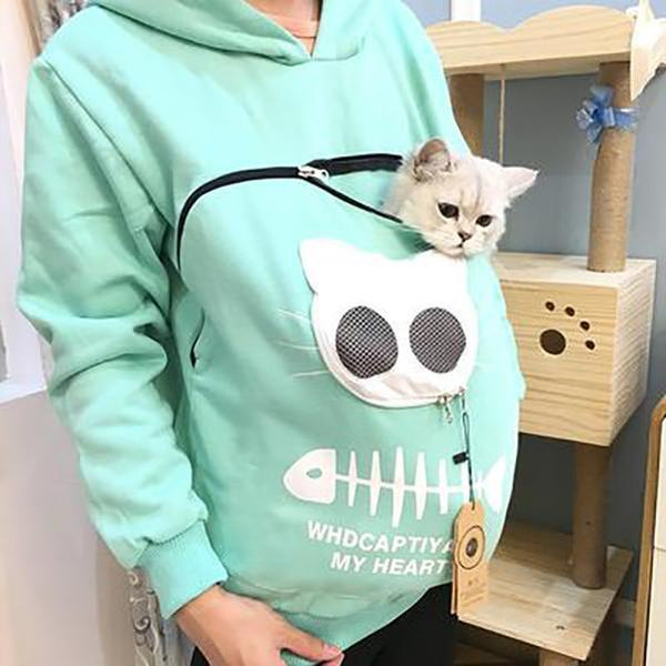 ニャンガールパーカー猫抱っこ用服 ねこ入れポケット付き 猫と散歩 便利 安全 可愛い 冬 Jueiryショップ