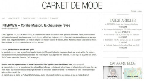 Article de Carnet de mode sur Coralie Masson