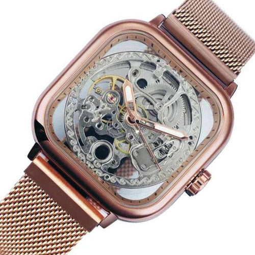 montre mécanisme apparent femme or rose | steampunk-store