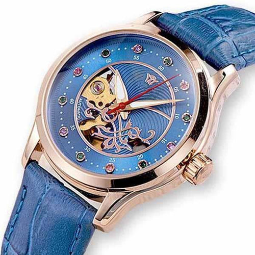 Montre squelette femme bleue-steampunk store