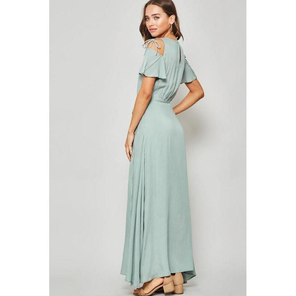 sage maxi dress with sleeves