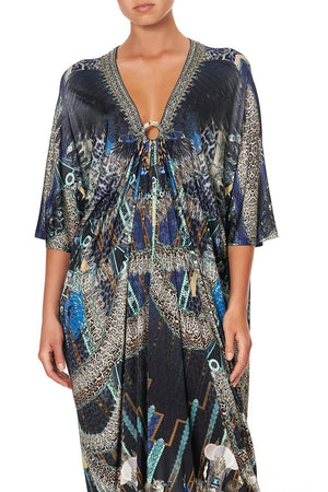 METAL RING JERSEY KAFTAN DRIPPING IN DECO – CAMILLA