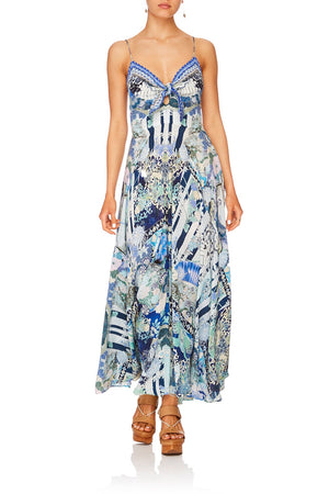 LONG DRESS WITH TIE FRONT CLOUD DANCER – CAMILLA