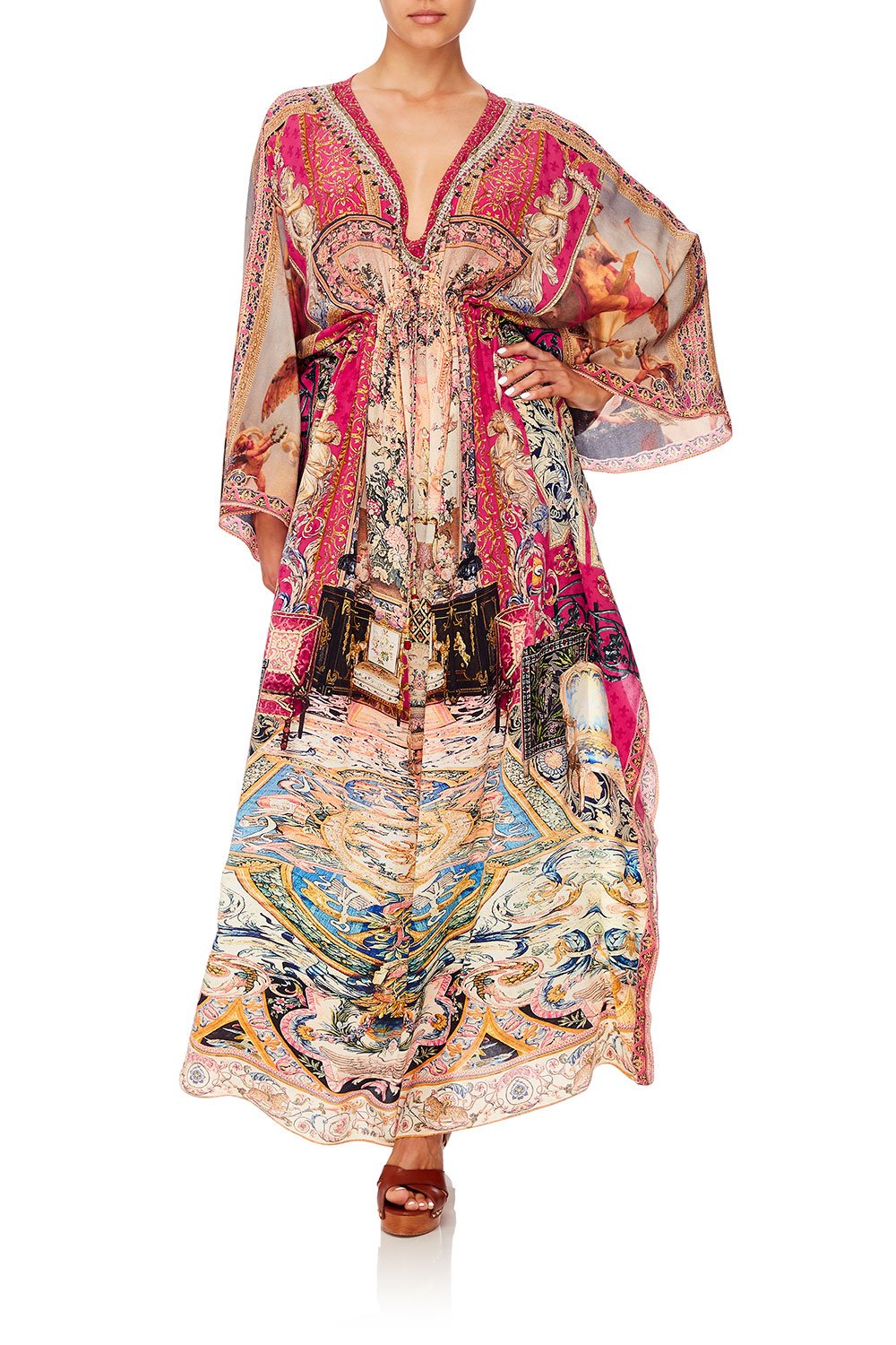 V-NECK KAFTAN WITH TIE WAIST LOUNGE HOUR – CAMILLA