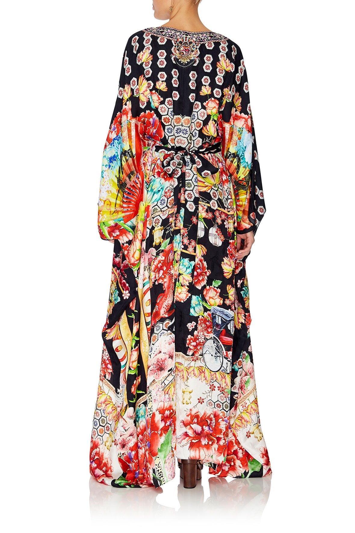 LONG KAFTAN WITH WAISTBAND PAINTED LAND – CAMILLA