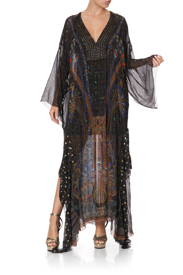 SHEER KAFTAN WITH TIE AND SLIP GATEWAY TO GIZA – CAMILLA