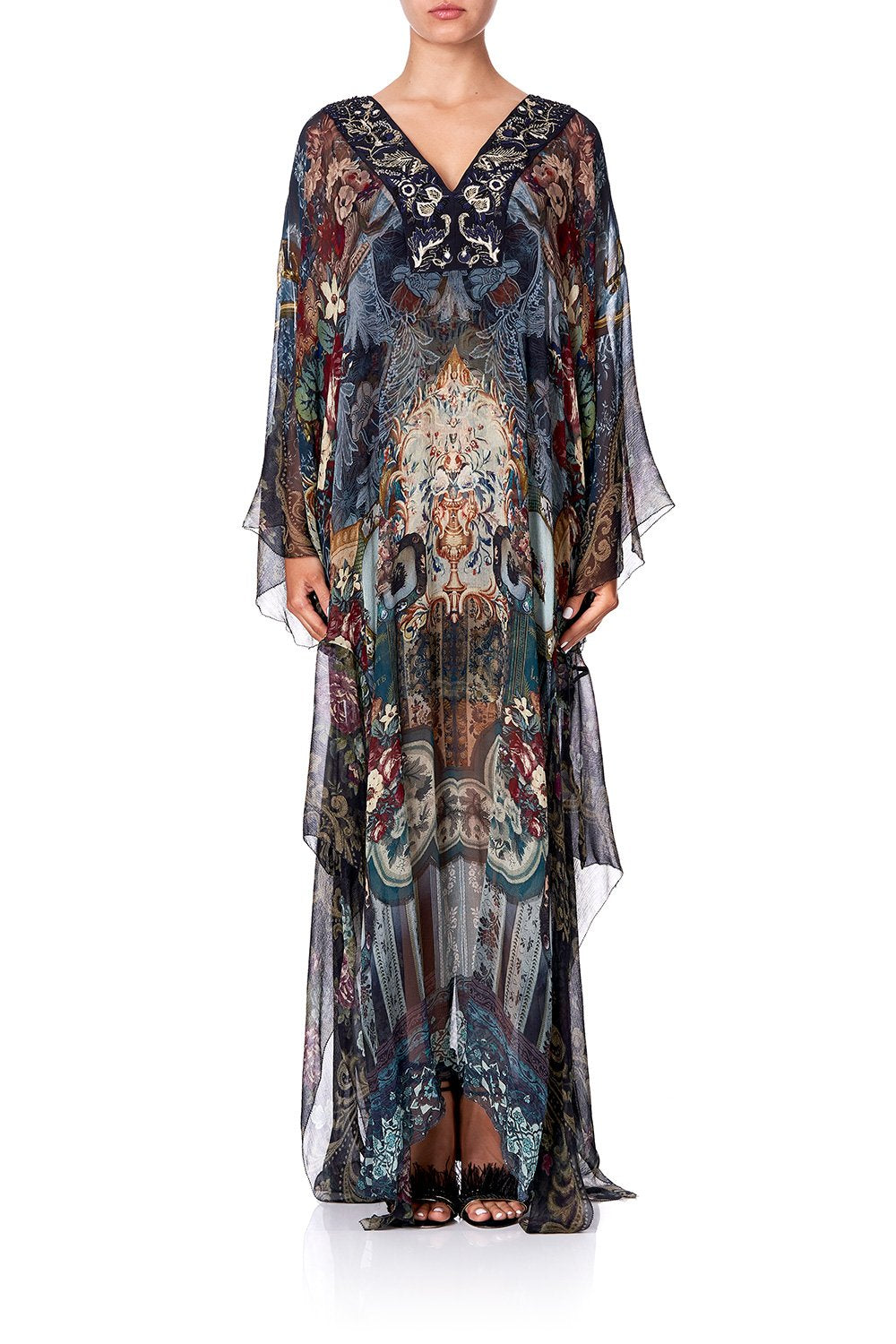 SHEER KAFTAN WITH TIE AND SLIP HOTEL BOHEME – CAMILLA