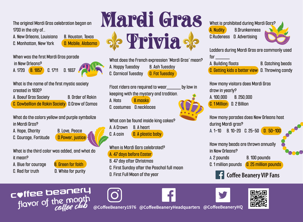 Mardi Gras Trivia Answers