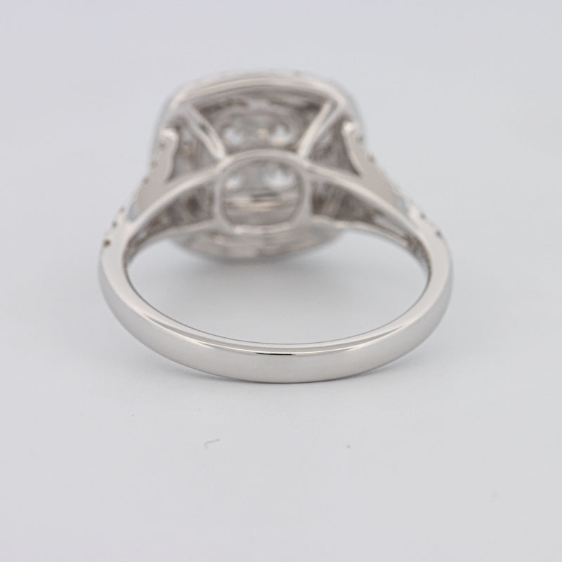 Invisible Square Double Halo Ring