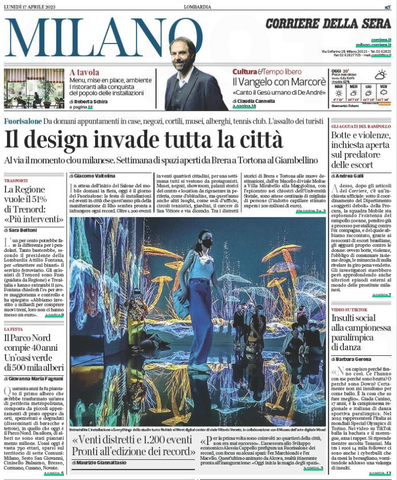 Corriere della Sera - Milano 17/4/23 il design invade la citta