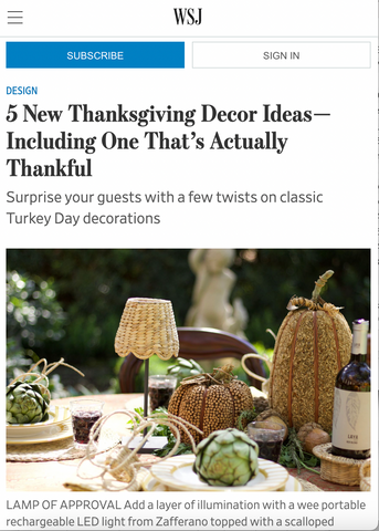 fferrone Frances glassware in The Wall Street Journal Thanksgiving Table Ideas