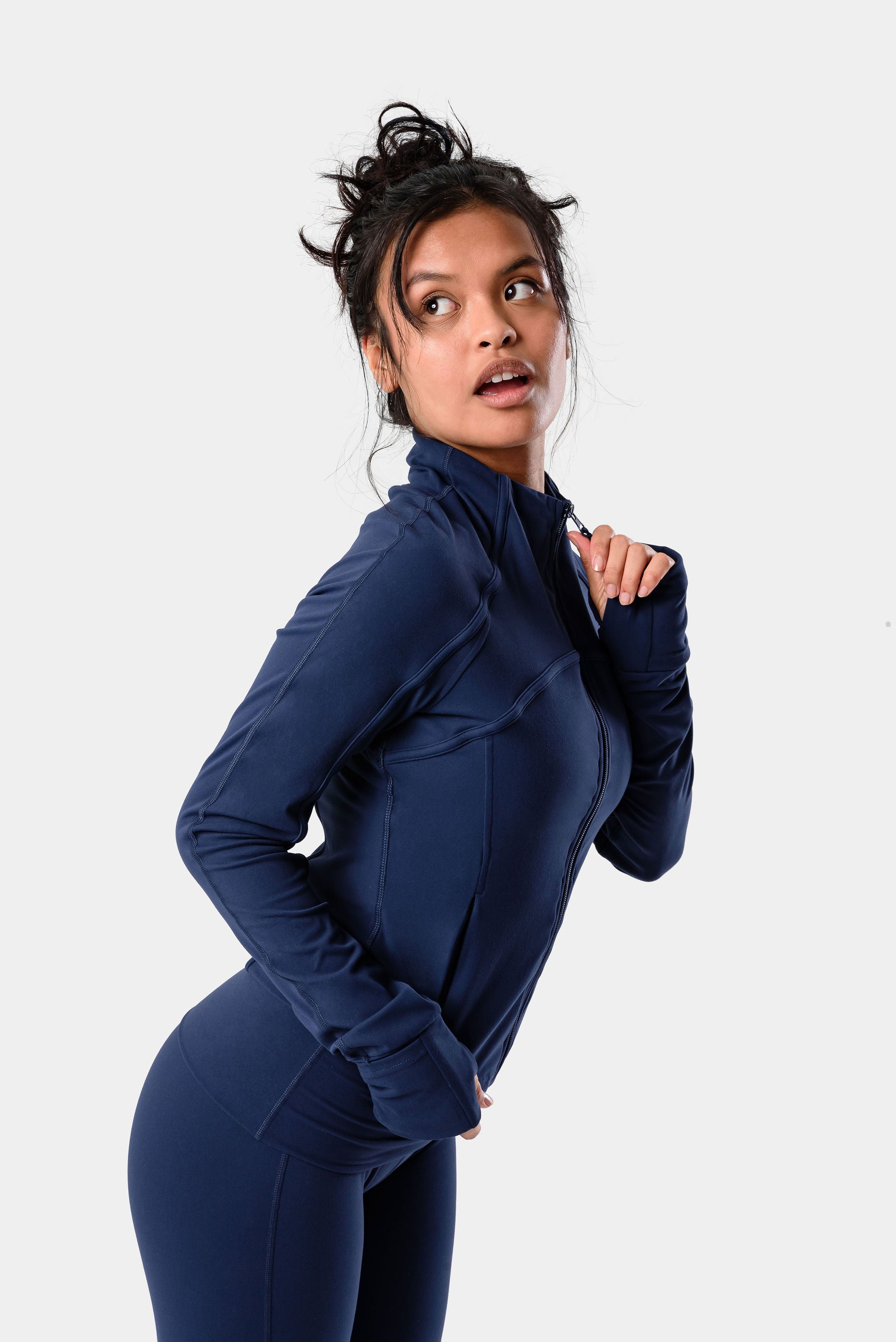 kamo.fitness Azure's Collection 💙🩵🩶 Slide 1 Alura V-Line flare  leggings-Royal Blue Serenity Nyla Jacket-Royal blue💙 Slid
