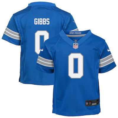 Jahmyr Gibbs YOUTH KIDS Detroit Lions Official NFL Nike Jersey blue