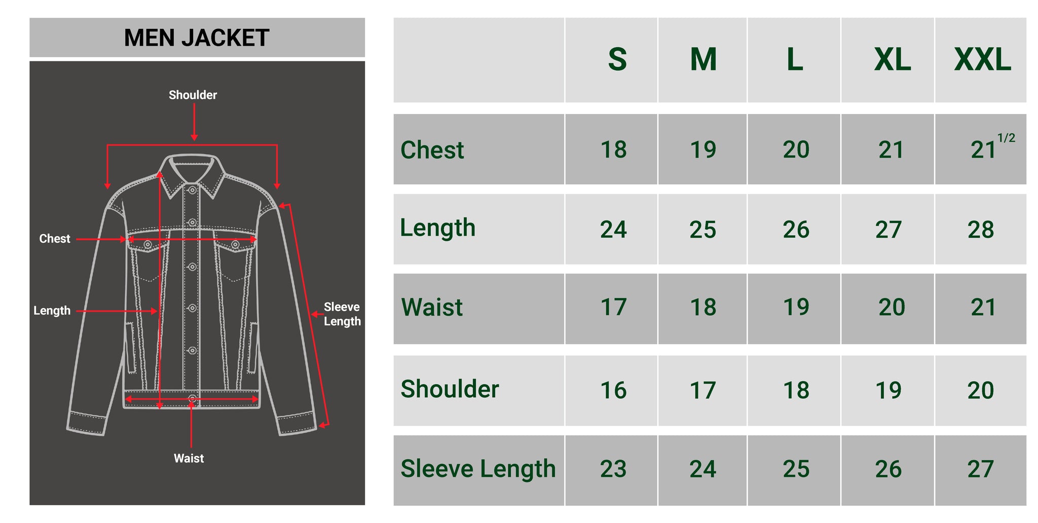 Tall Men's Clothing Size Chart