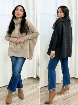 Alma Balloon Turtleneck Tunic Sweater