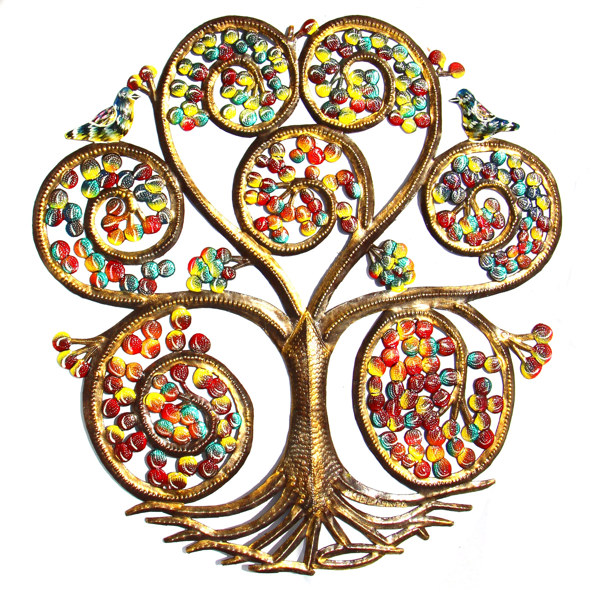 Autumn Spiral Tree Of Life Haitian Metal Drum Wall Art 24 Global Crafts Wholesale