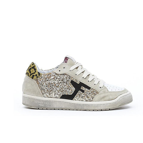 Gold glitter and leopard print trainers from Serafini