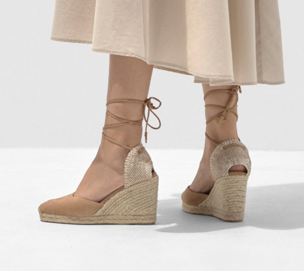 taupe suede wedges