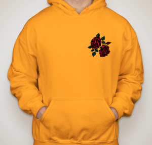 yellow hoodie with rose