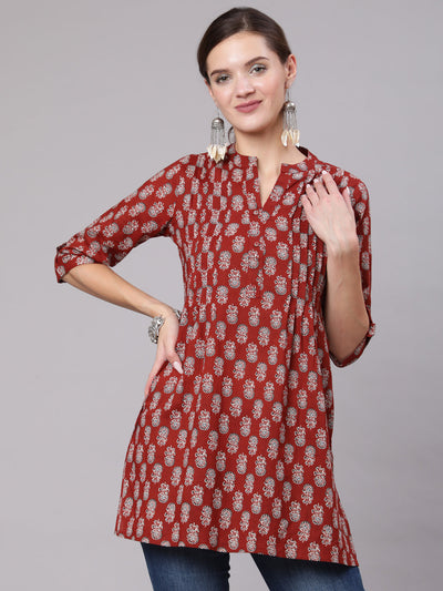 Women Plus Size Maroon Ethnic Tunic With Three Quarter Sleeves – Nayo  Clothing