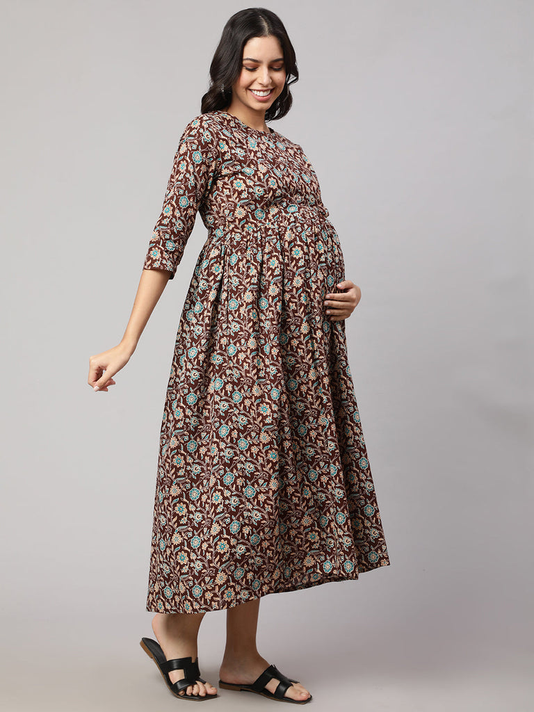 Women Brown Printed Dress