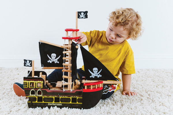 pirate ship traditional wooden toy