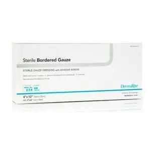 DermaRite Sterile Bordered Gauze Dressing with Adhesive Border, 4" x 10" - 11410