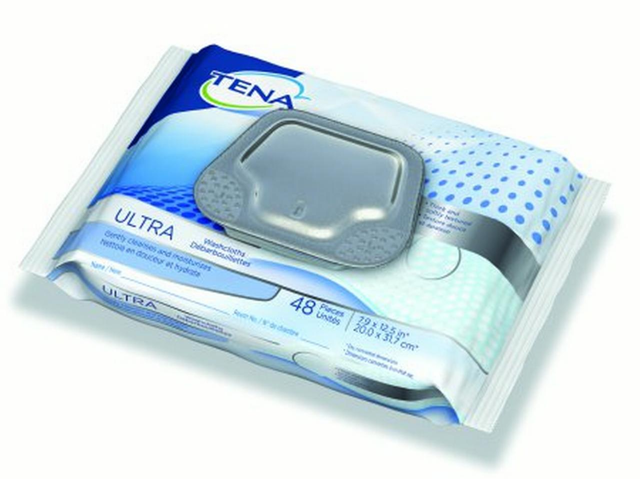 TENA Ultra Scented Washcloth, Soft Pack