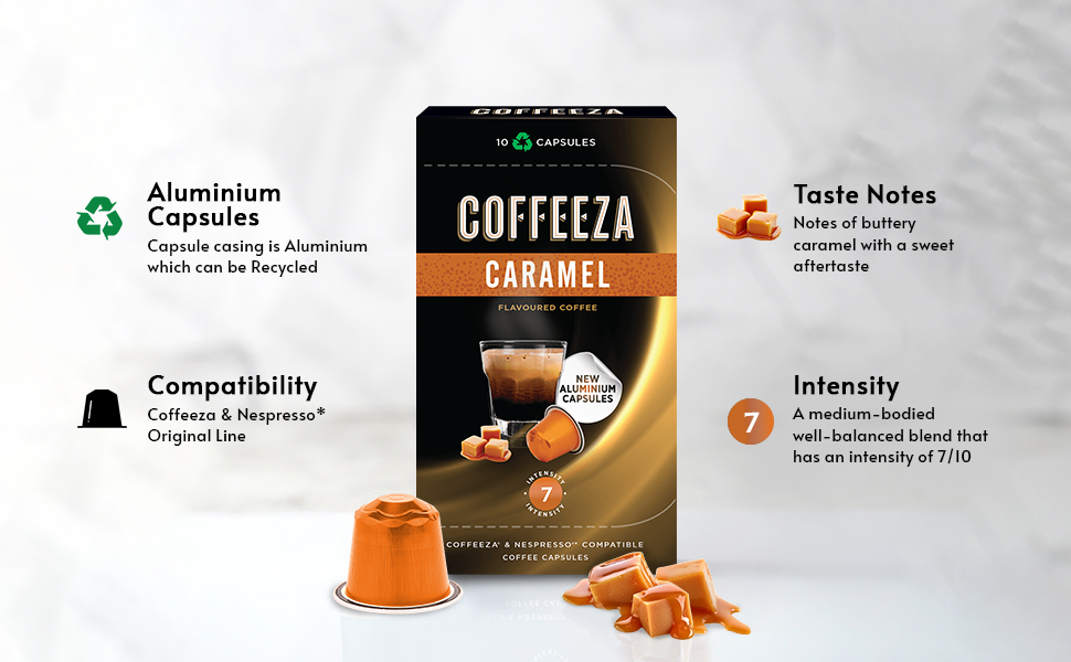 80 x CAFE ROYAL - ESPRESSO CARAMEL COFFEE - ALUMINIUM CAPSULES for the  NESPRESSO®* - SYSTEM - Intensity 4 | Switzerland