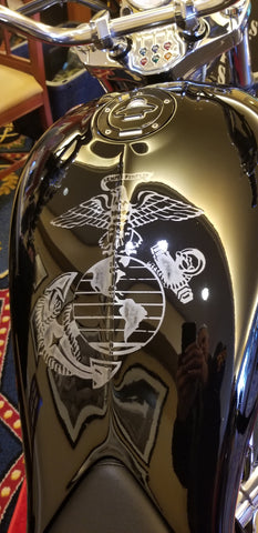 Marine etched logo on Gas tank