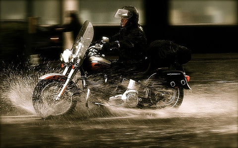 motorcycle riding in the rain