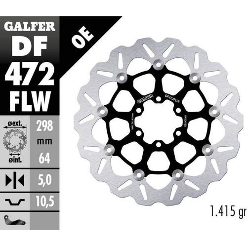 SALE／62%OFF】 Rear Brake Rotor 通りのリアのためのGalfer DF782Flw Wave Rotors Galfer  DF782FLW For Street