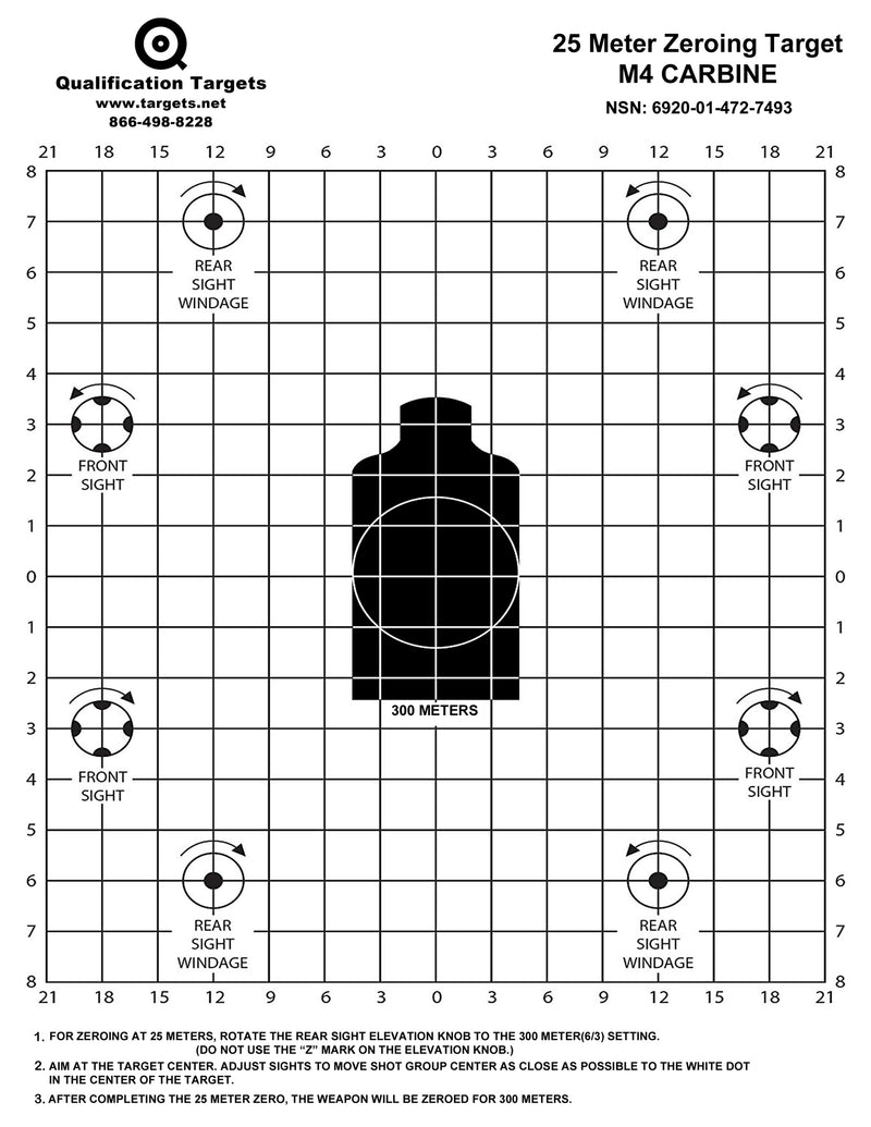 M4 Carbine Paper Target – Qualification Targets Inc