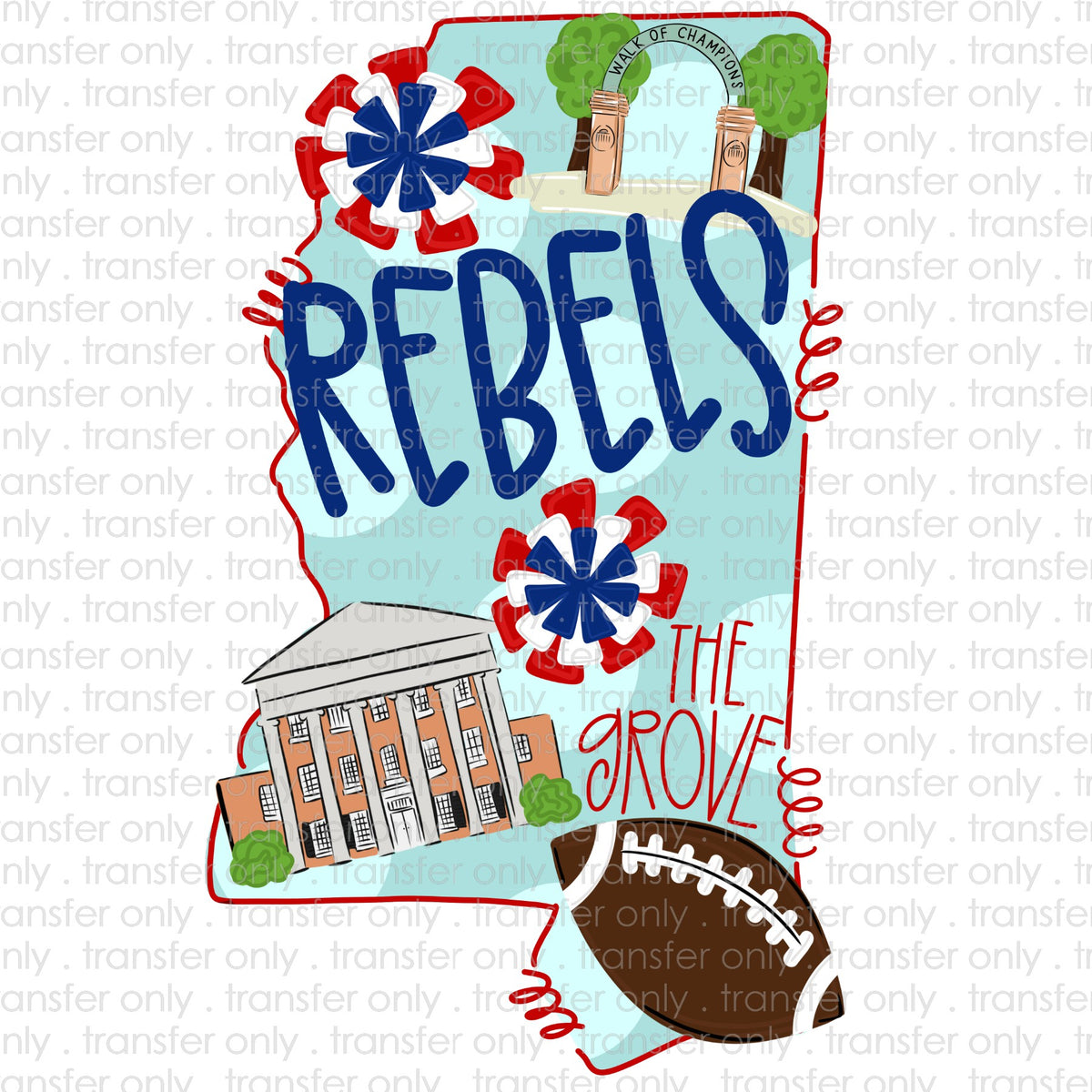 Ole Miss State Sublimation Transfer Wills Creek Designs