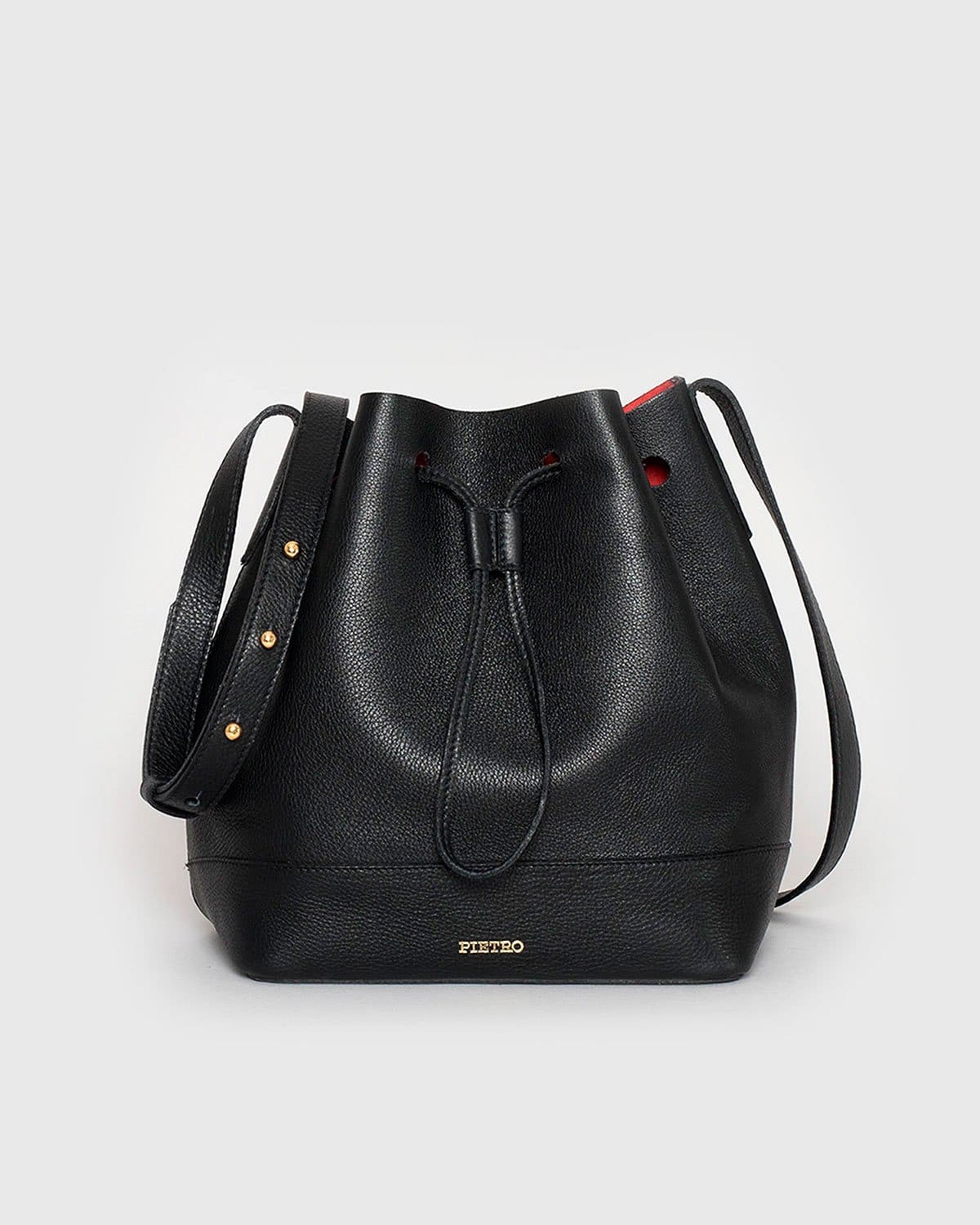 Unlined Bucket - Black Leather Handbag Made in NYC | Pietro NYC