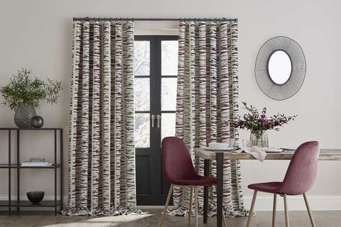 wave headed curtains at french door
