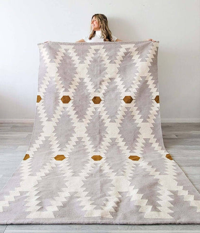 taupe and cream kilim rug