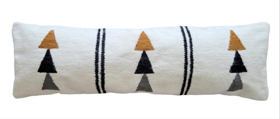 Long Lumbar Pillow, Wool 17x50, Decorative Lumbar Pillow, Bed Pillow Cover,  Handcrafted by Moroccan Artisans. Ships From CA, USA 