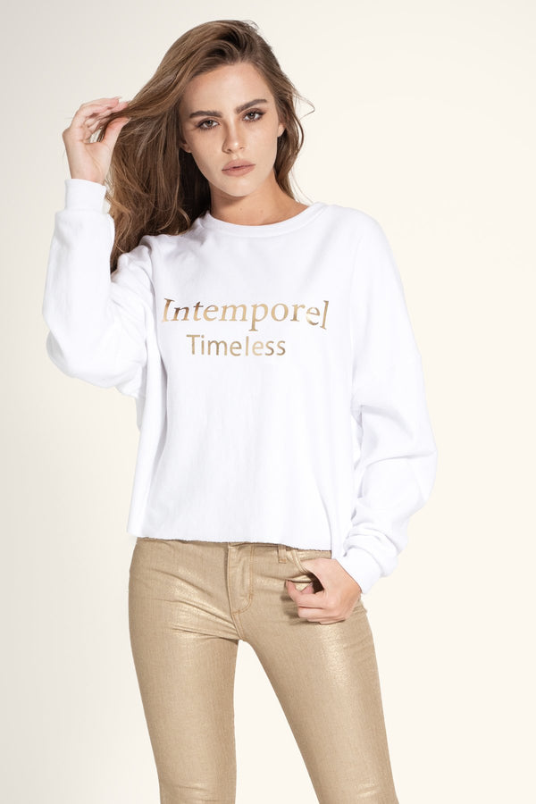 씨위진 스텔란 맨투맨 SIWY Stellan - Oversized Long Sleeved Crop Sweatshirt - Gold Timeless