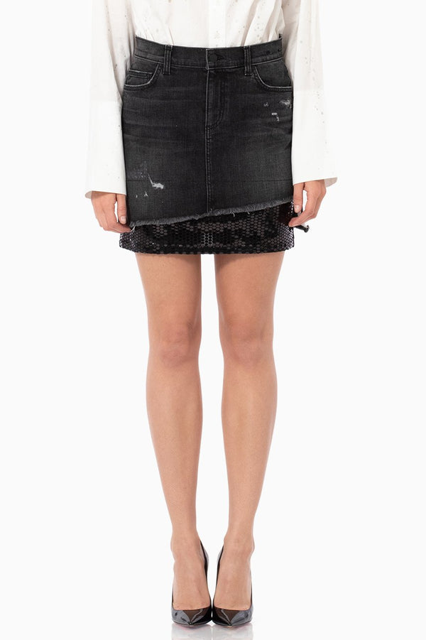 씨위진 SIWY Denim Bliss - Skirt With Insert Fabric - Black Confetti