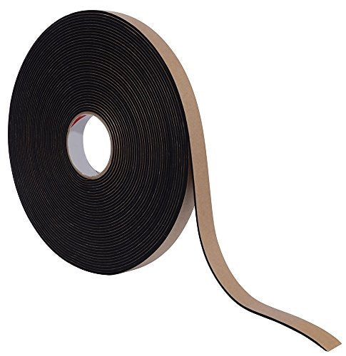 5-RL Pack 1/8” Thick Neoprene Foam Strip, 3/8” Width x 50’ Length, Black